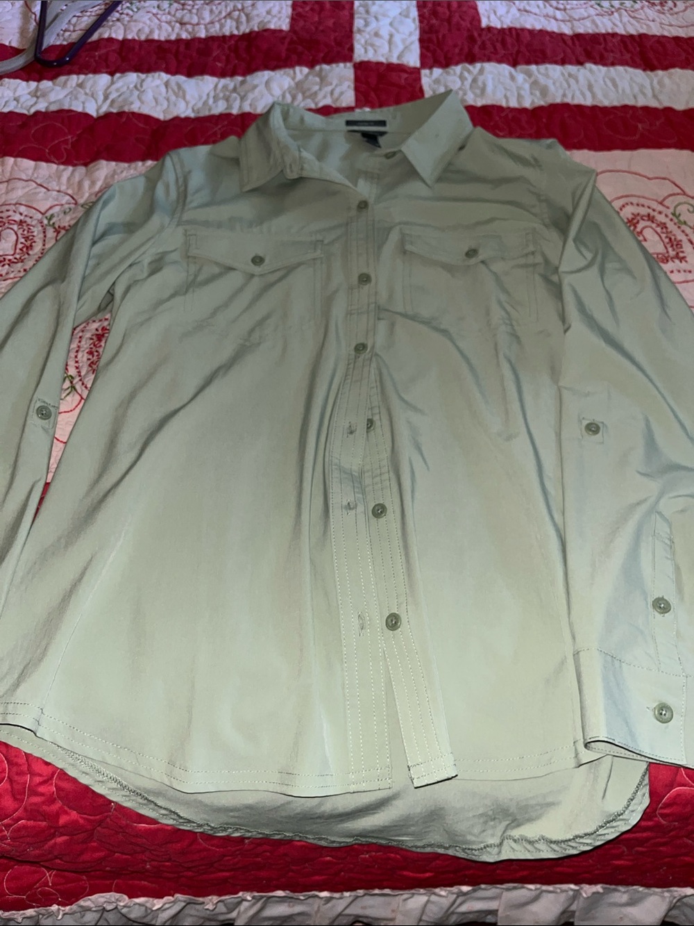 Eddie Bauer Olive Green Long-Sleeve Button Shirt
